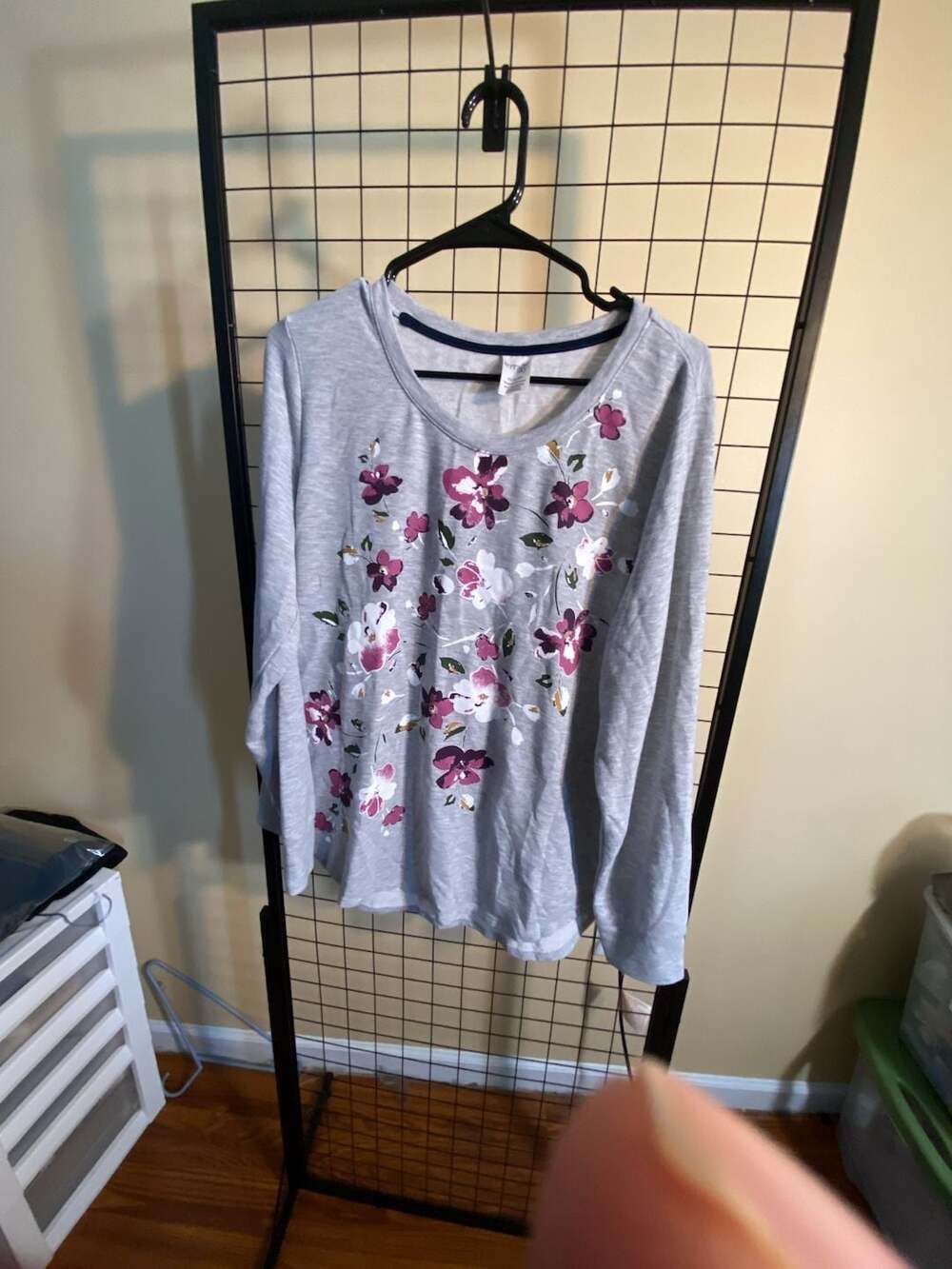 Terra & Sky Gray Floral Long Sleeve Thermal Tee Size 0X 14W